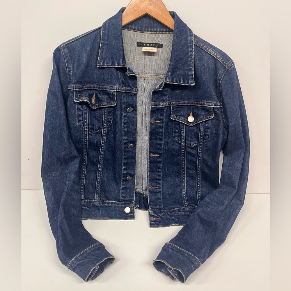 Theory Dark Blue Denim Trucker Jacket
